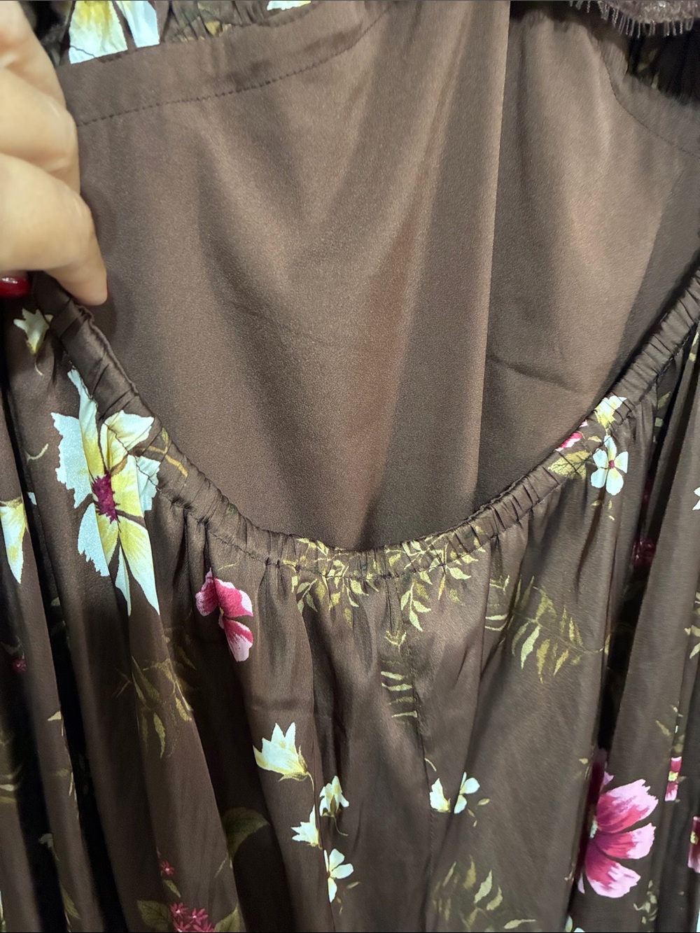 Old Navy Brown Floral Slip Dress with Pink & Cream Flowers - Picture 7 of 10